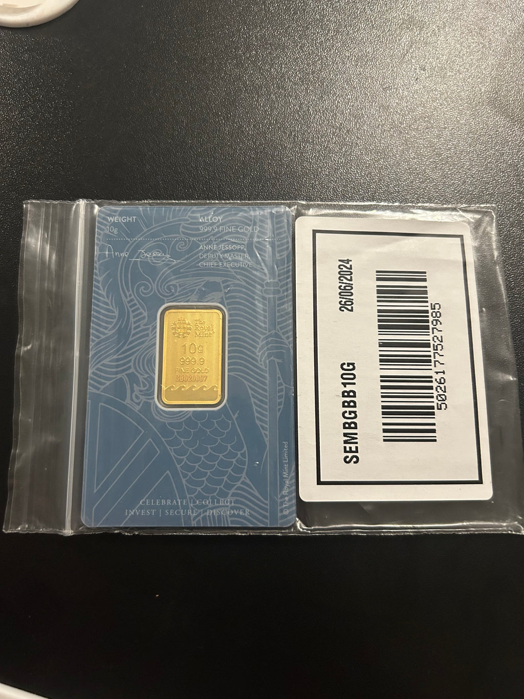 2024 The Royal Mint Britannia 10g Gold Bar (Sealed in Assay Card)