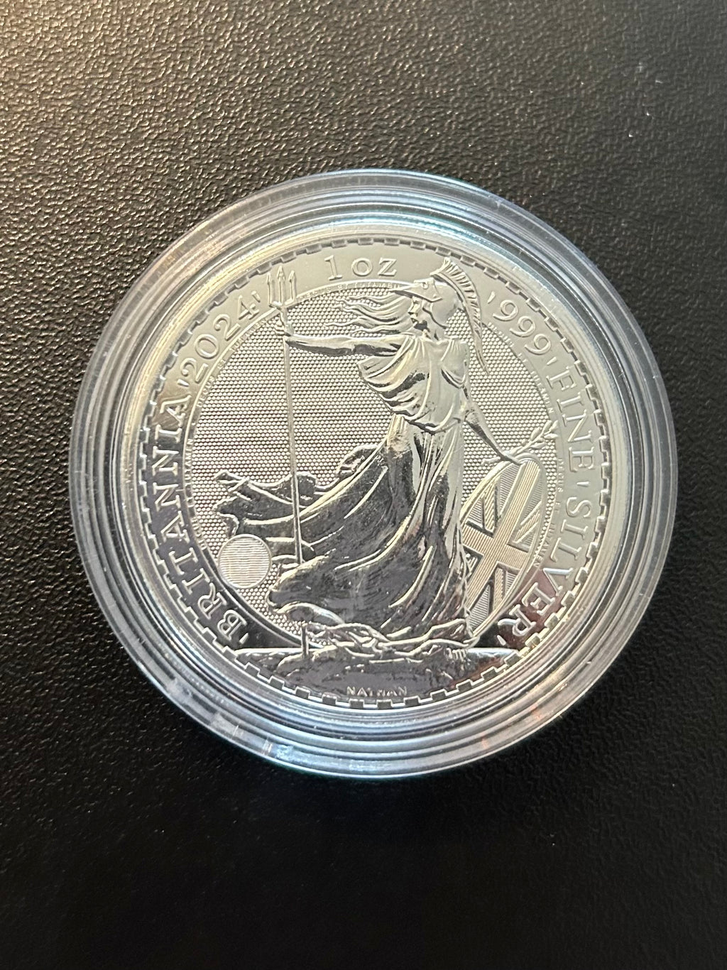 1 oz Silver Britannia – .999 Fine Silver (Royal Mint) With Clear Plastic Case (Margin Scheme)