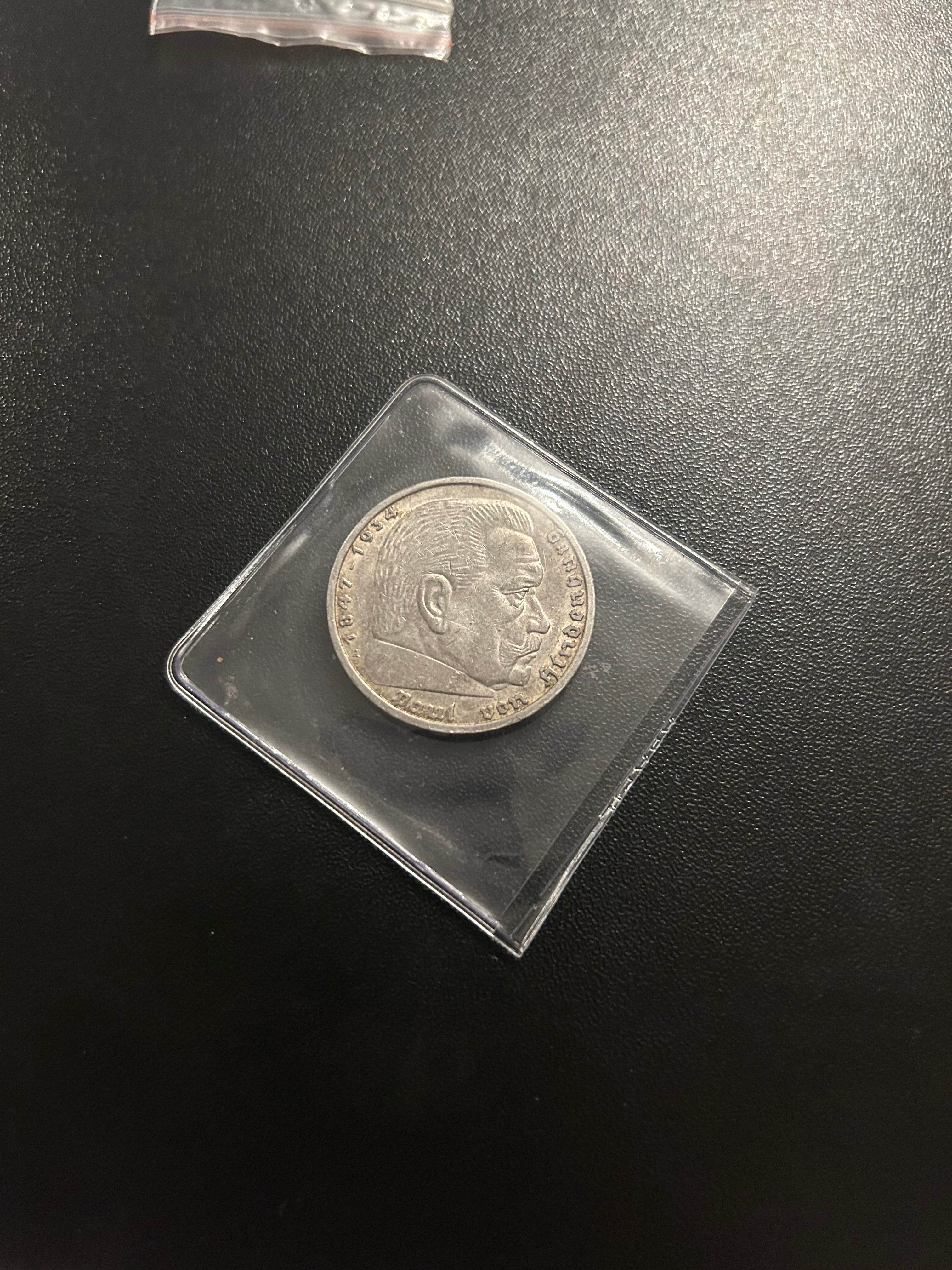 5 Reichsmark Silver coin 1939 .900 fine silver Nazi Germany Coin