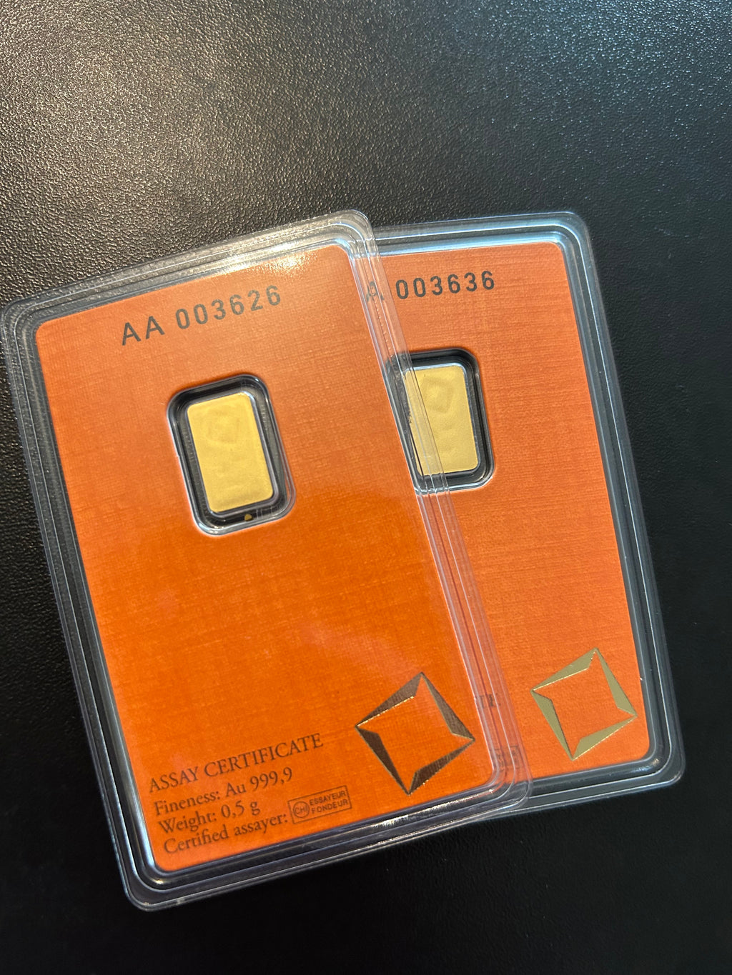 0.5g Gold Bar Valcambi Suisse