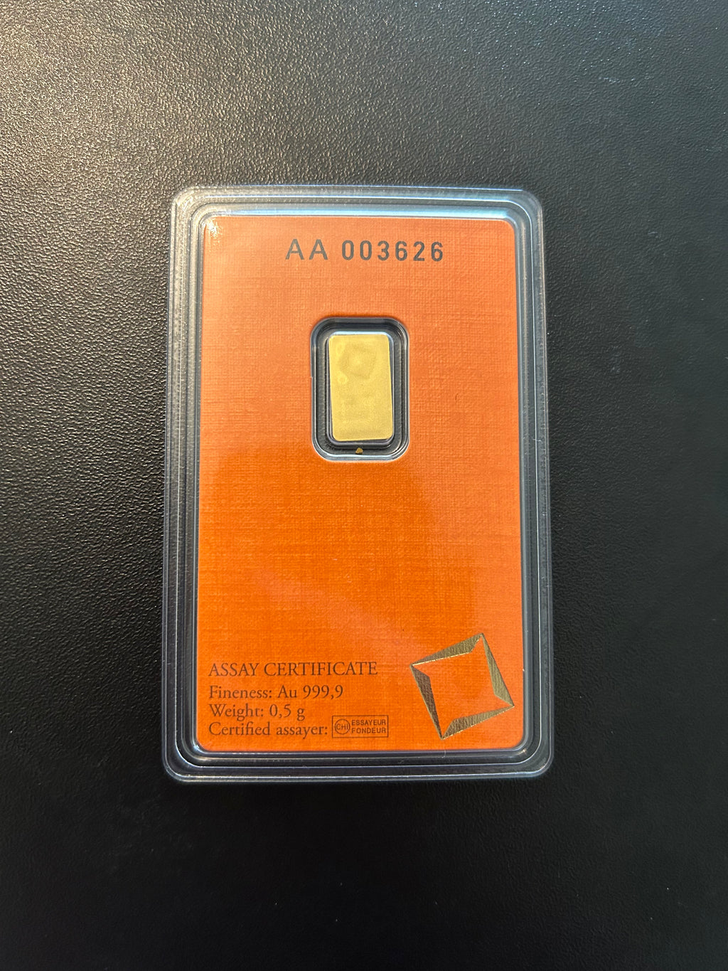 0.5g Gold Bar Valcambi Suisse